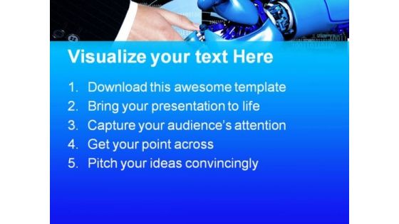 Handshake With Robot Communication PowerPoint Themes And PowerPoint Slides 0711