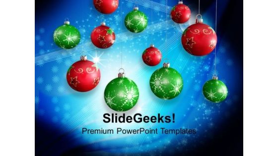 Hanging Balls Decorations Christmas PowerPoint Templates Ppt Backgrounds For Slides 1212