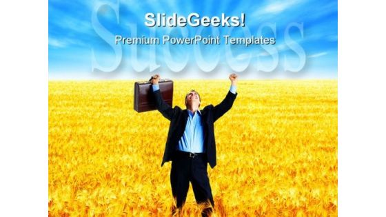 Happy Businessman Success PowerPoint Templates And PowerPoint Backgrounds 0511