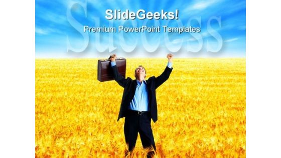 Happy Businessman Success PowerPoint Themes And PowerPoint Slides 0511