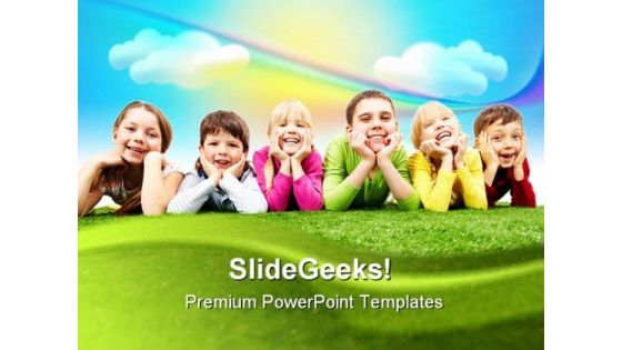 Happy Children PowerPoint Template 0910