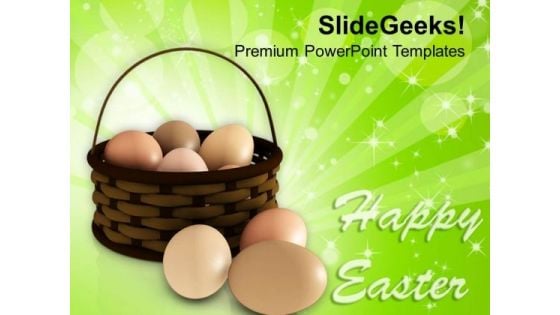 Happy Easter Day With Eggs In Basket PowerPoint Templates Ppt Backgrounds For Slides 0313