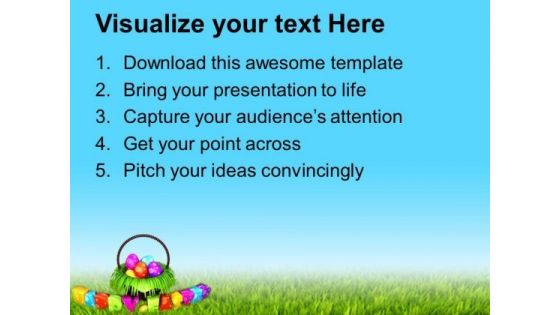Happy Easter Eggs In Garden Theme PowerPoint Templates Ppt Backgrounds For Slides 0313