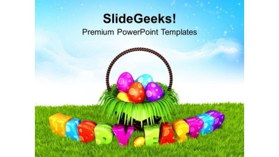 Happy Easter Eggs In Garden Theme PowerPoint Templates Ppt Backgrounds For Slides 0313