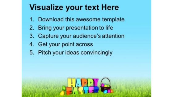 Happy Easter Theme With Multicolored Eggs Theme PowerPoint Templates Ppt Backgrounds For Slides 0313