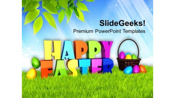 Happy Easter Theme With Multicolored Eggs Theme PowerPoint Templates Ppt Backgrounds For Slides 0313