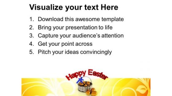 Happy Easter With Golden Eggs Religion PowerPoint Templates Ppt Backgrounds For Slides 0313