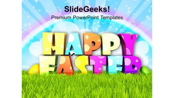 Happy Ester With Rainbow Background PowerPoint Templates Ppt Backgrounds For Slides 0313