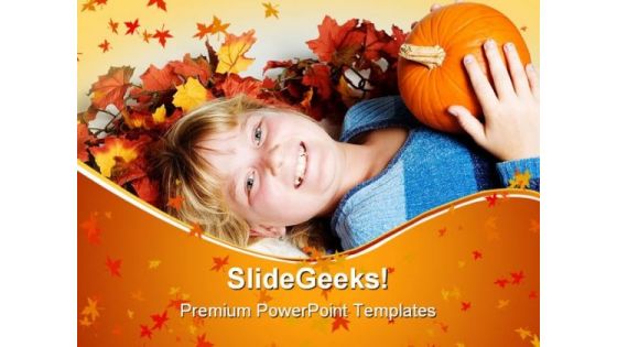 Happy Girl Nature PowerPoint Themes And PowerPoint Slides 0511