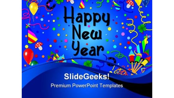 Happy New Year02 Holidays PowerPoint Template 1010