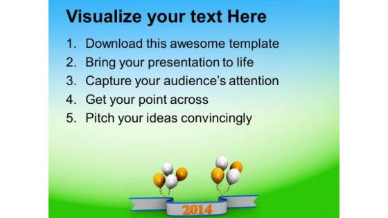 Happy New Year 2014 Business PowerPoint Template 1113
