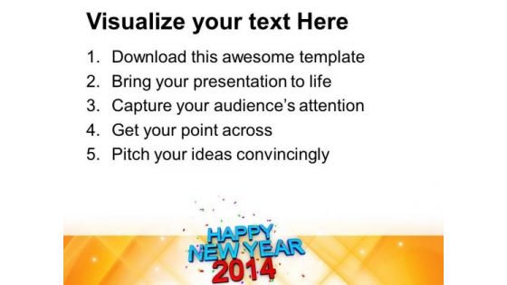 Happy New Year 2014 Concept PowerPoint Template 1113