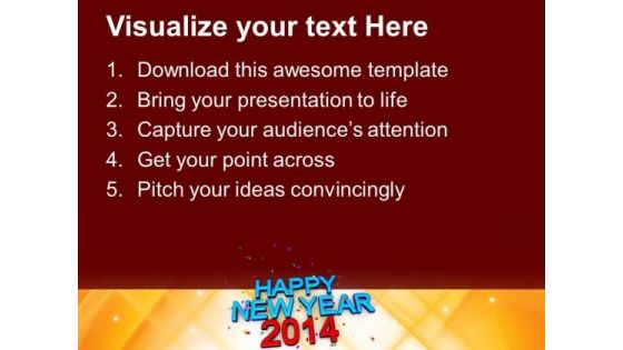 Happy New Year 2014 Concept PowerPoint Template 1113