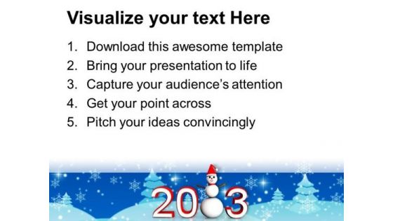 Happy New Year Snow Background PowerPoint Templates Ppt Backgrounds For Slides 1212