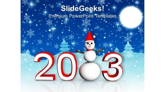 Happy New Year Snow Background PowerPoint Templates Ppt Backgrounds For Slides 1212