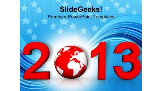 Happy New Year With Globe PowerPoint Templates Ppt Backgrounds For Slides 1112