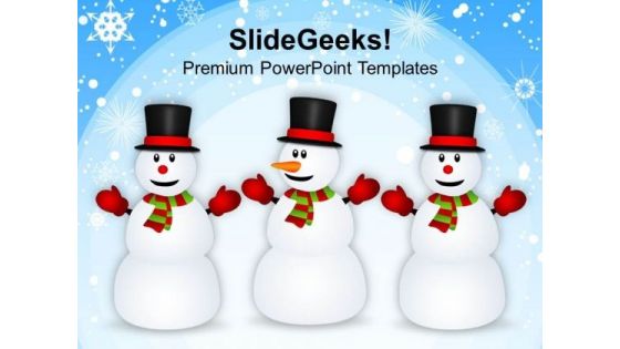 Happy Snowman Friends Holidays PowerPoint Templates Ppt Background For Slides 1112