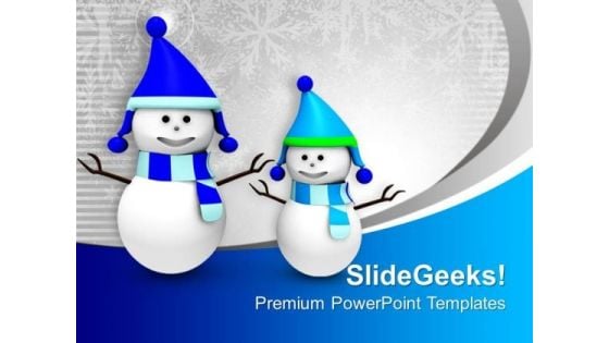 Happy Snowmen Christmas Holidays PowerPoint Templates Ppt Backgrounds For Slides 0113