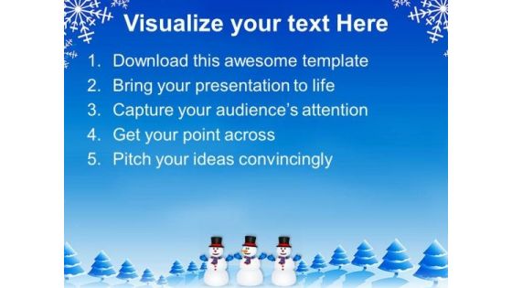 Happy Snowmen On Winter Background Holiday PowerPoint Templates Ppt Background For Slides 1112