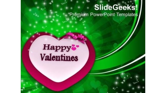 Happy Valentines With Heart And Bow Abstract PowerPoint Templates Ppt Backgrounds For Slides 0213