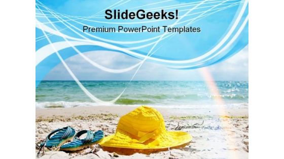 Hat And Flip Flop Beach PowerPoint Themes And PowerPoint Slides 0411