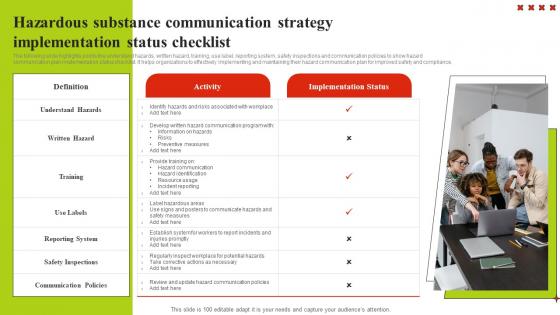 Hazardous Substance Communication Strategy Implementation Status Checklist Background Pdf