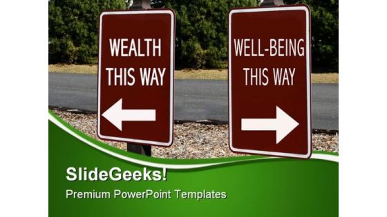 Health And Wellbeing Signpost Metaphor PowerPoint Templates And PowerPoint Backgrounds 0811