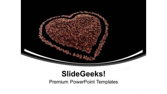 Heart From Coffee Beans Romantic Love PowerPoint Templates Ppt Backgrounds For Slides 0313