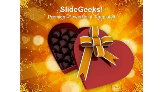 Heart Gift Box Ful Of Chocolates February PowerPoint Templates Ppt Backgrounds For Slides 0213