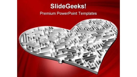 Heart Maze Shapes PowerPoint Backgrounds And Templates 1210