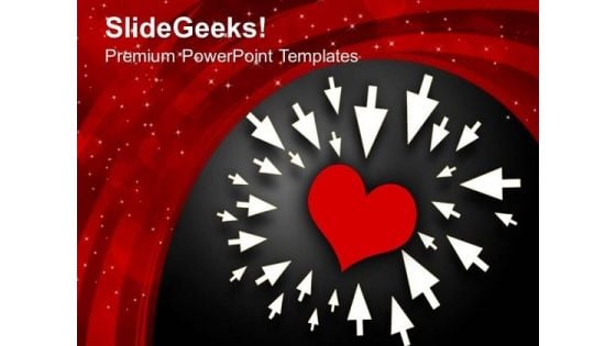 Heart Pointed By Arrows Love PowerPoint Templates Ppt Backgrounds For Slides 0213