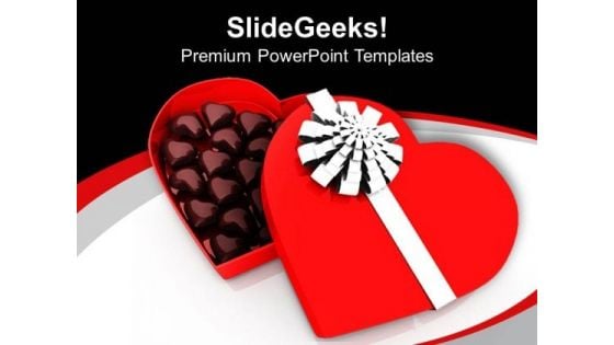 Heart Shaped Chocolate For Gifiting PowerPoint Templates Ppt Backgrounds For Slides 0713