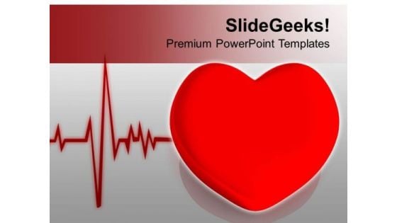 Heart With Heart Beat Cardiogram Health PowerPoint Templates Ppt Backgrounds For Slides 0213