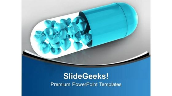 Hearts In Medical Capsules PowerPoint Templates Ppt Backgrounds For Slides 0413