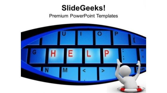 Help On Keyboard Computer PowerPoint Templates Ppt Backgrounds For Slides 1212