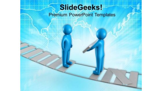 Helping To Cross Bridge Business Concept PowerPoint Templates Ppt Backgrounds For Slides 0713