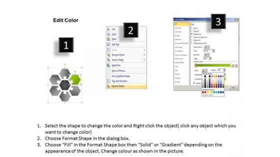 Hexagon Diagram Multicolor 6 Factors Business Plan PowerPoint Slides