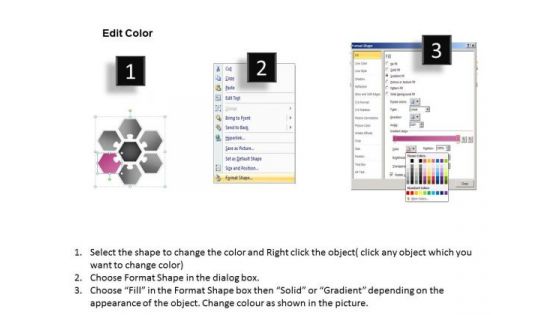 Hexagon Diagram Multicolor 6 Factors Cell Phone Business Plans PowerPoint Slides