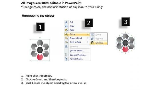 Hexagon Diagram Multicolor 6 Factors Write Business Plan Template Free PowerPoint Slides