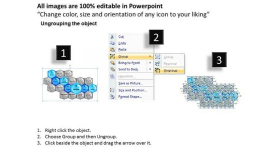 Hexagon Text Boxes Process Flow PowerPoint Slides Ppt Templates