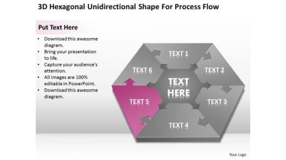 Hexagonal Unidirectional Shape For Process Flow Ppt Simple Business Plans PowerPoint Templates