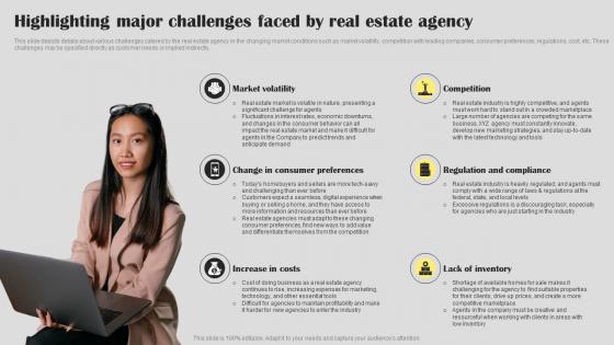 Highlighting Major Challenges Faced By Real Estate Agency Icons Pdf