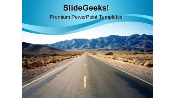 Highway Indesert Nature PowerPoint Template 1110