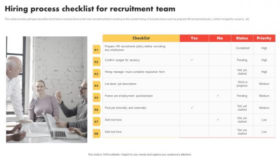 Hiring Process Checklist For Modern And Advanced HR Recruitment Sample Pdf