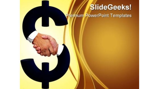 Hnadshake With Dollar Sign People PowerPoint Template 0910