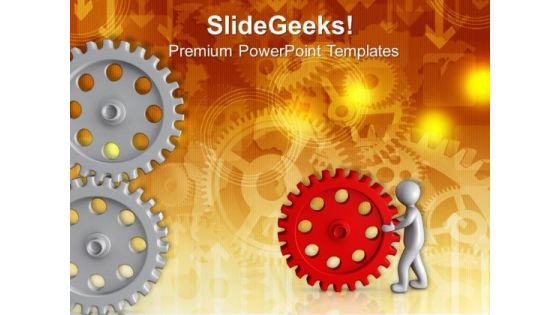 Holding Right Gear In Business PowerPoint Templates Ppt Backgrounds For Slides 0713