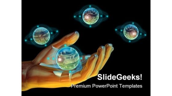 Holding Technology Science PowerPoint Backgrounds And Templates 1210