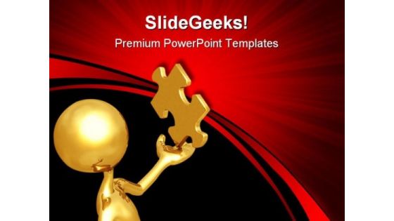 Holding The Golden Puzzle Shapes PowerPoint Themes And PowerPoint Slides 0611