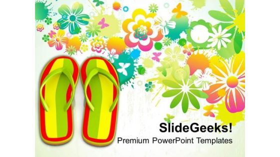Holidays Time At Beach With Colorful Slippers PowerPoint Templates Ppt Backgrounds For Slides 0313 Holidays Time At Beach With Colorful Slippers PowerPoint Templates Ppt Backgrounds For Slides 0313
