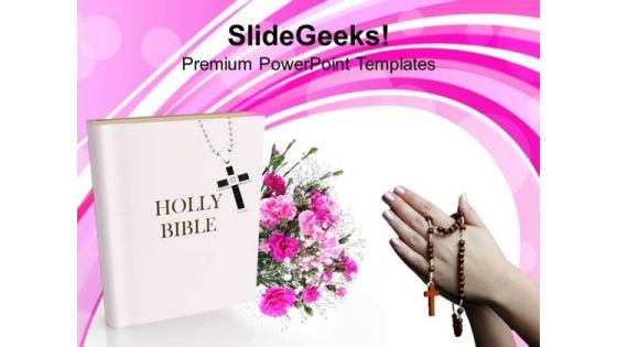 Holly Bible With Flowers Christianity PowerPoint Templates Ppt Backgrounds For Slides 1212